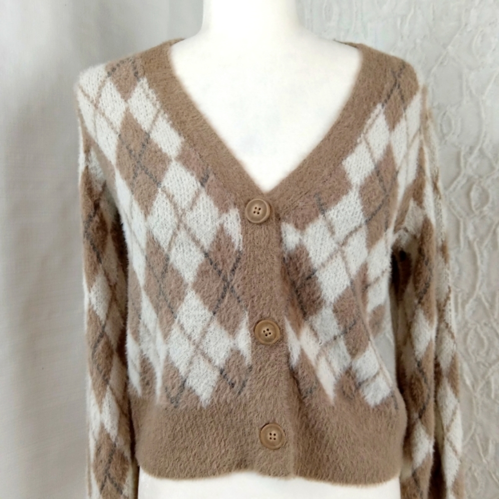 William Rast Argyle Cardigan Small NWOT